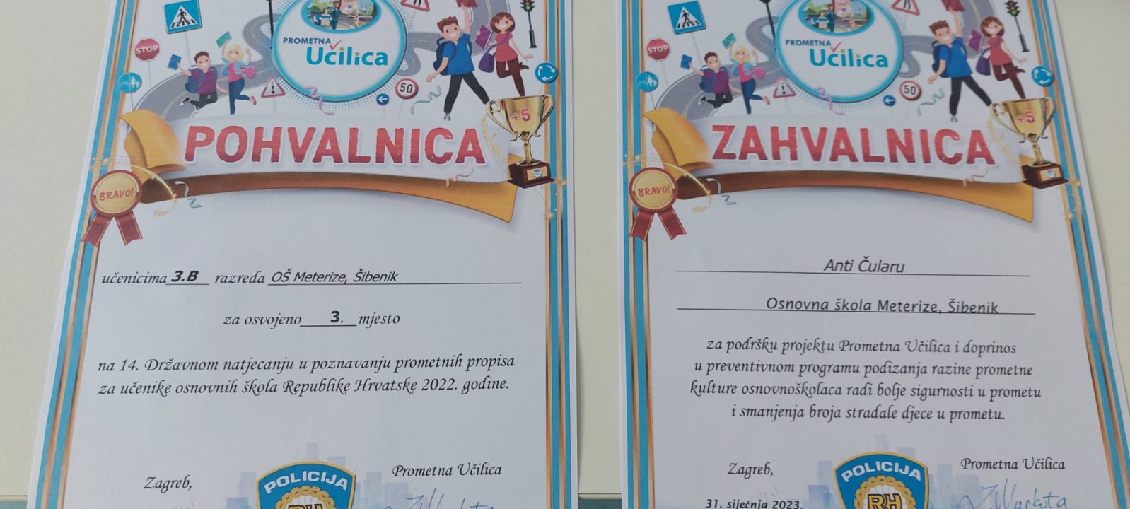 Izvanredan uspjeh učenika OŠ Meterize na državnom natjecanju iz Prometne učilice, Barbara Petković državna prvakinja 