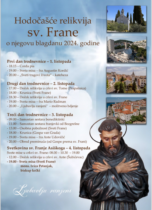 Povodom blagdana sv. Frane u Šibenik stižu relikvije Asiškog sveca
