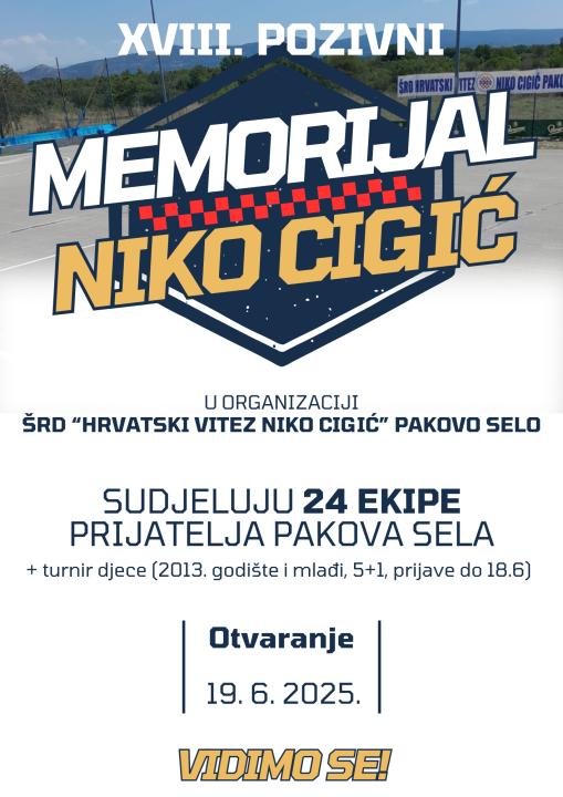 Memorijal 'Niko Cigić' u Pakovom Selu. Ove godine i dječji turnir