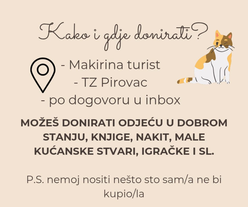 Donacijom stvari podržite kastraciju pirovačkih mačaka