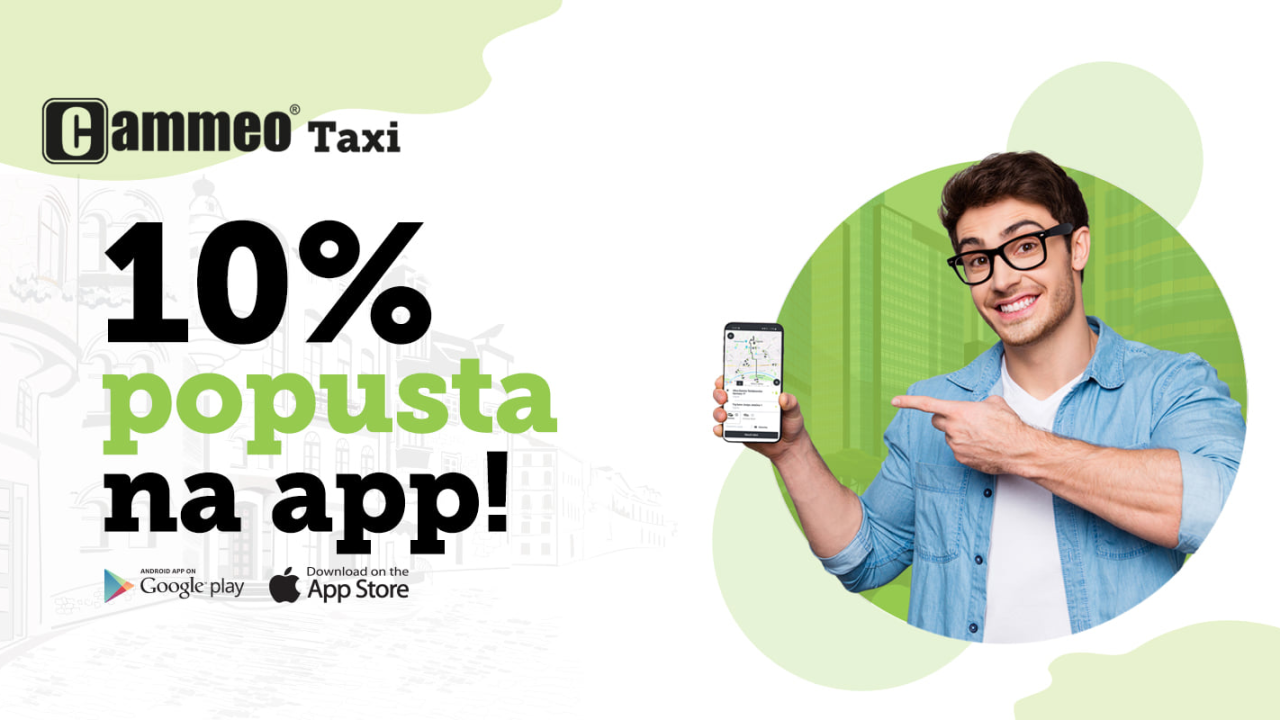 Naručite taksi Cammeo aplikacijom i iskoristite 10 posto popusta na vožnje!